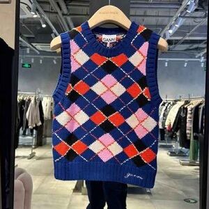 Ganni Multicolor Argyle Sweater Vest